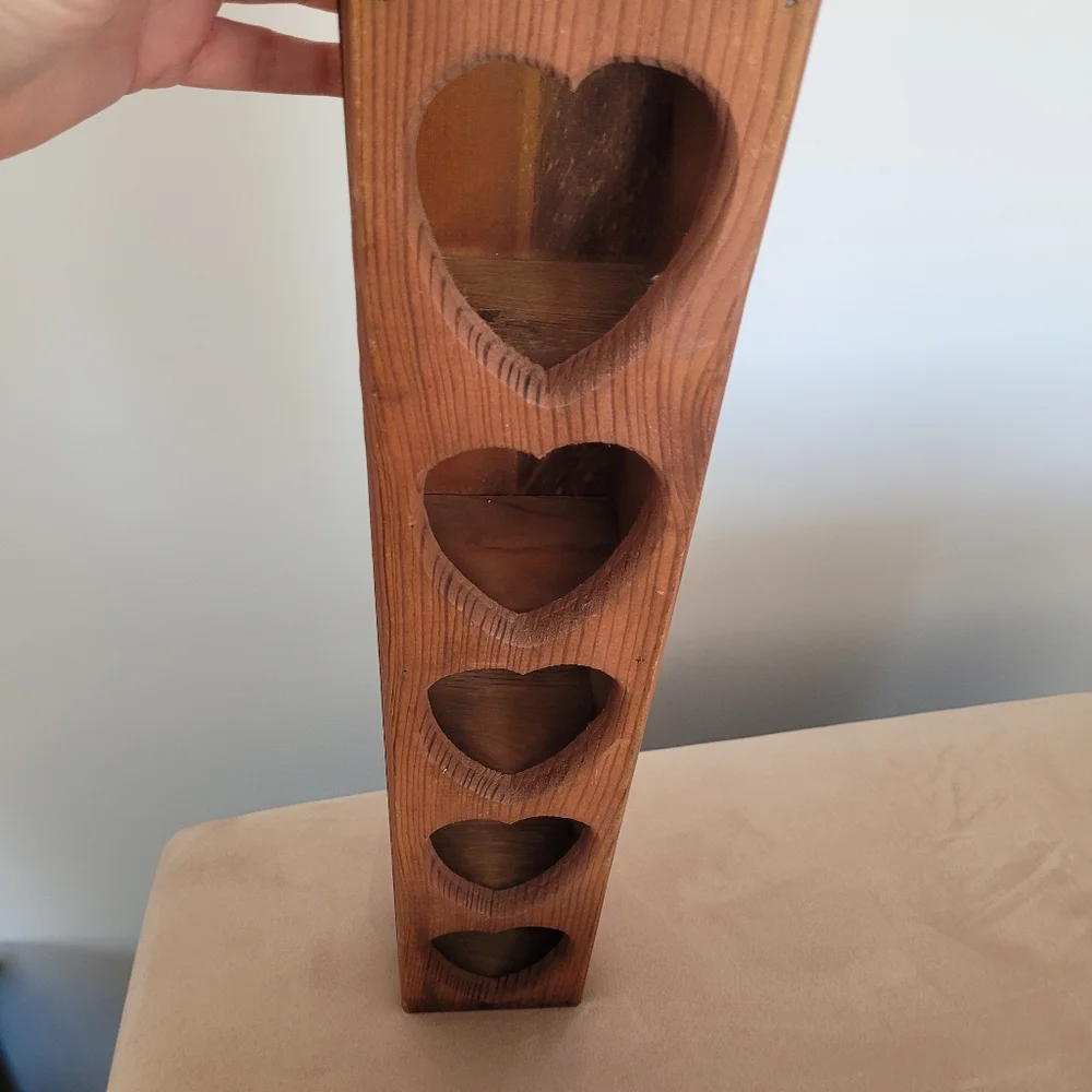 VTG Heart Wood Curio Display Shadow box shelf Vintage Cottage Core Grandma